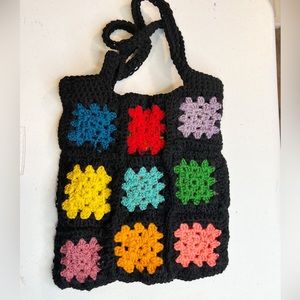 Crochet granny square bag.